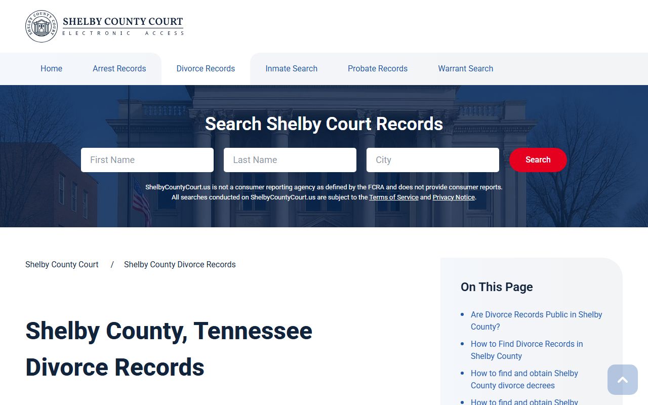 Bartlett Divorce Records at the Shelby County divorce records page