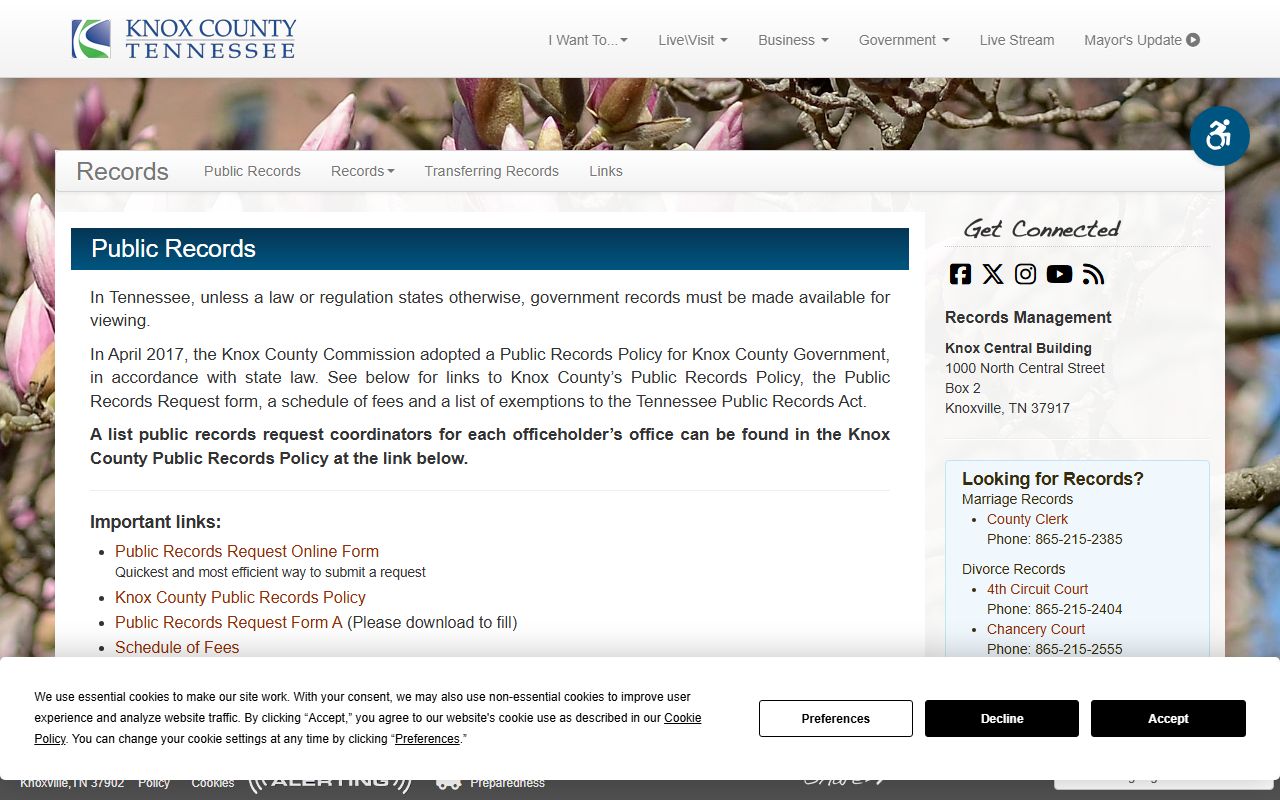 Knoxville Divorce Records public records guidance from Knox County