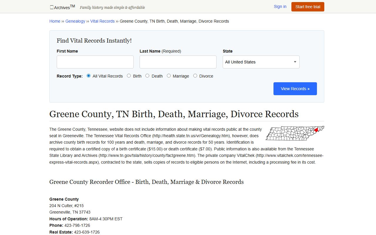 Greene County Divorce Records vital records image