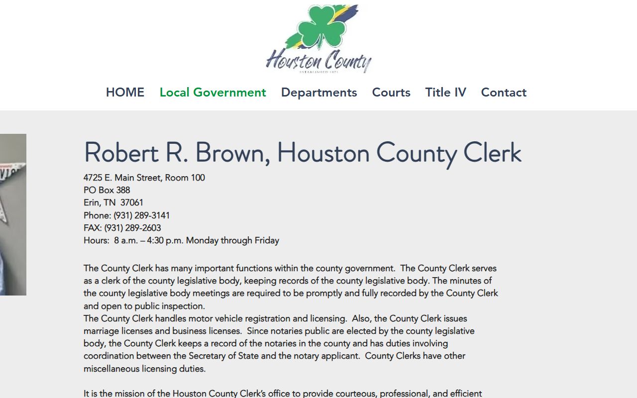 Houston County Divorce Records on the county clerk page