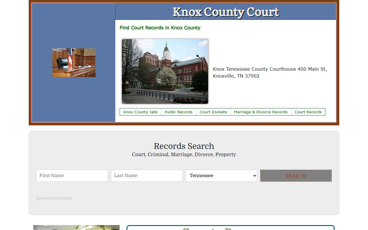 Knox County Divorce Records courts information page