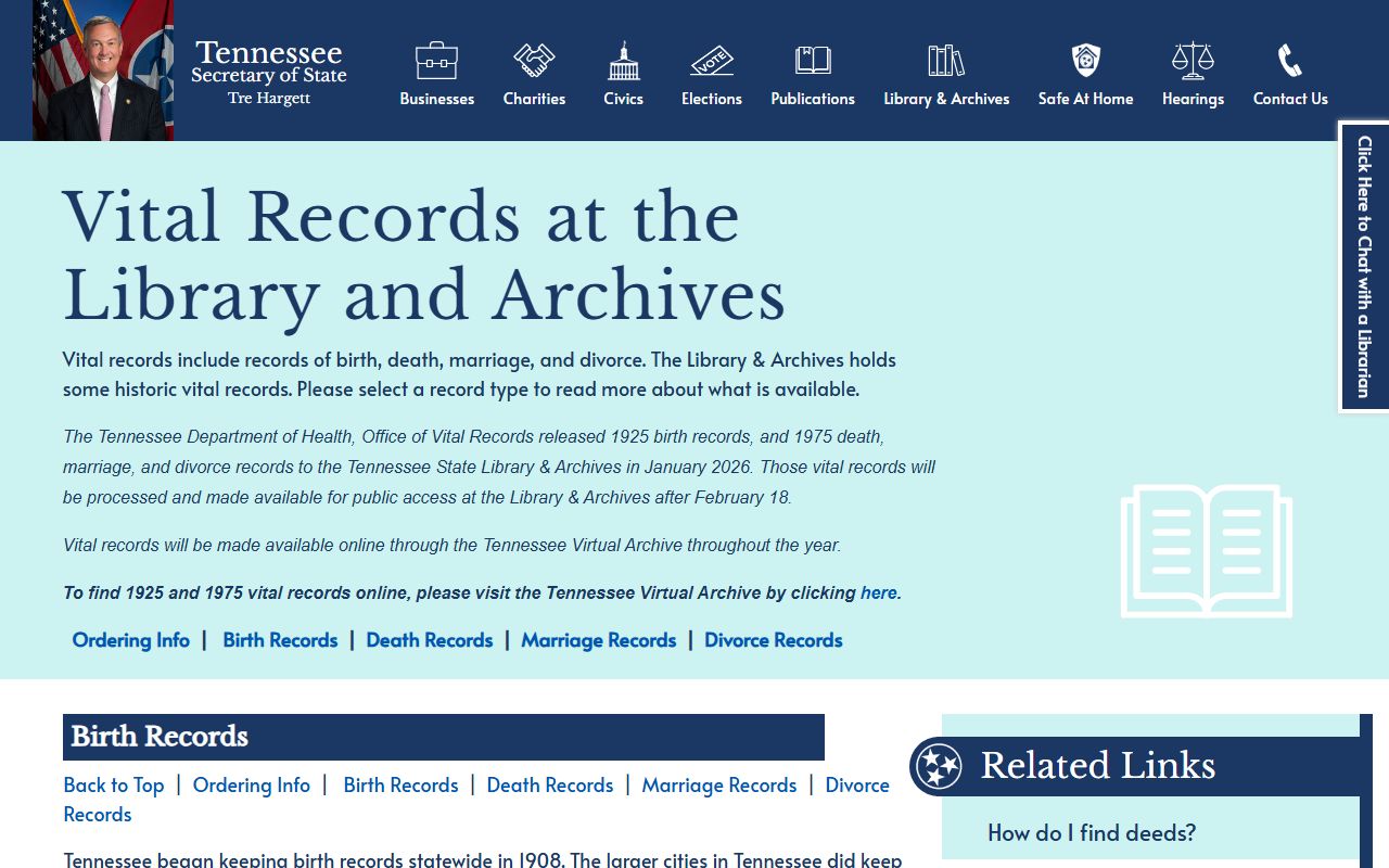 Tennessee Divorce Records guidance from the Tennessee State Library and Archives